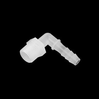 Barb elbow, 90&#176;, 3/8&quot; NPT to 10mm PP, semi-transparent